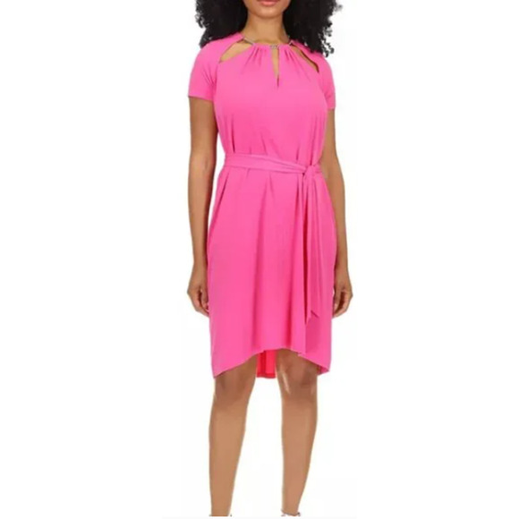 MICHAEL Michael Kors Women's Pink Chain Cutout High-low Dress Cerise Large - Picture 3 of 9